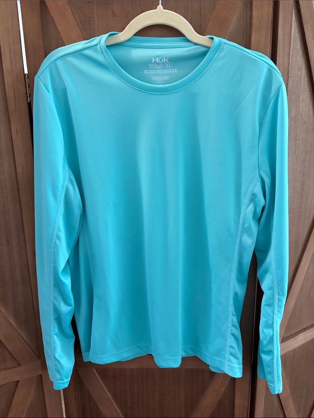 HUK Pursuit Vented Performance Long Sleeve Fishing Shirt Aqua Blue UPF SIZE XL